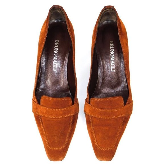Vintage Brunomagli Rust Suede Chiseled Toe Pump - Picture 1 of 11